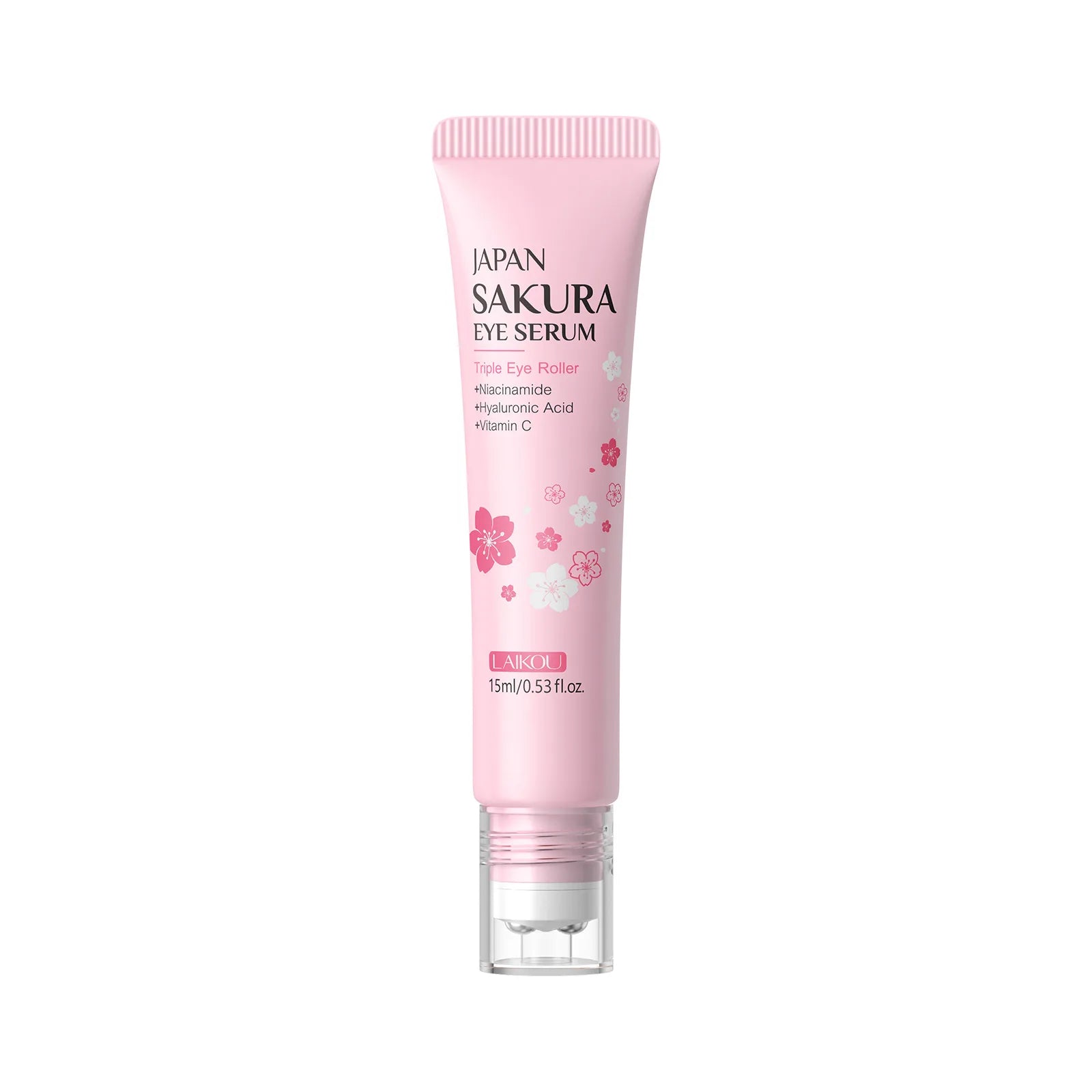 LAIKOU Sakura Anti- Wrinkle Eye Cream With Roller Ball Quick Drying Hydrating Hyaluronic Acid Refreshing Eye Serum 15ml