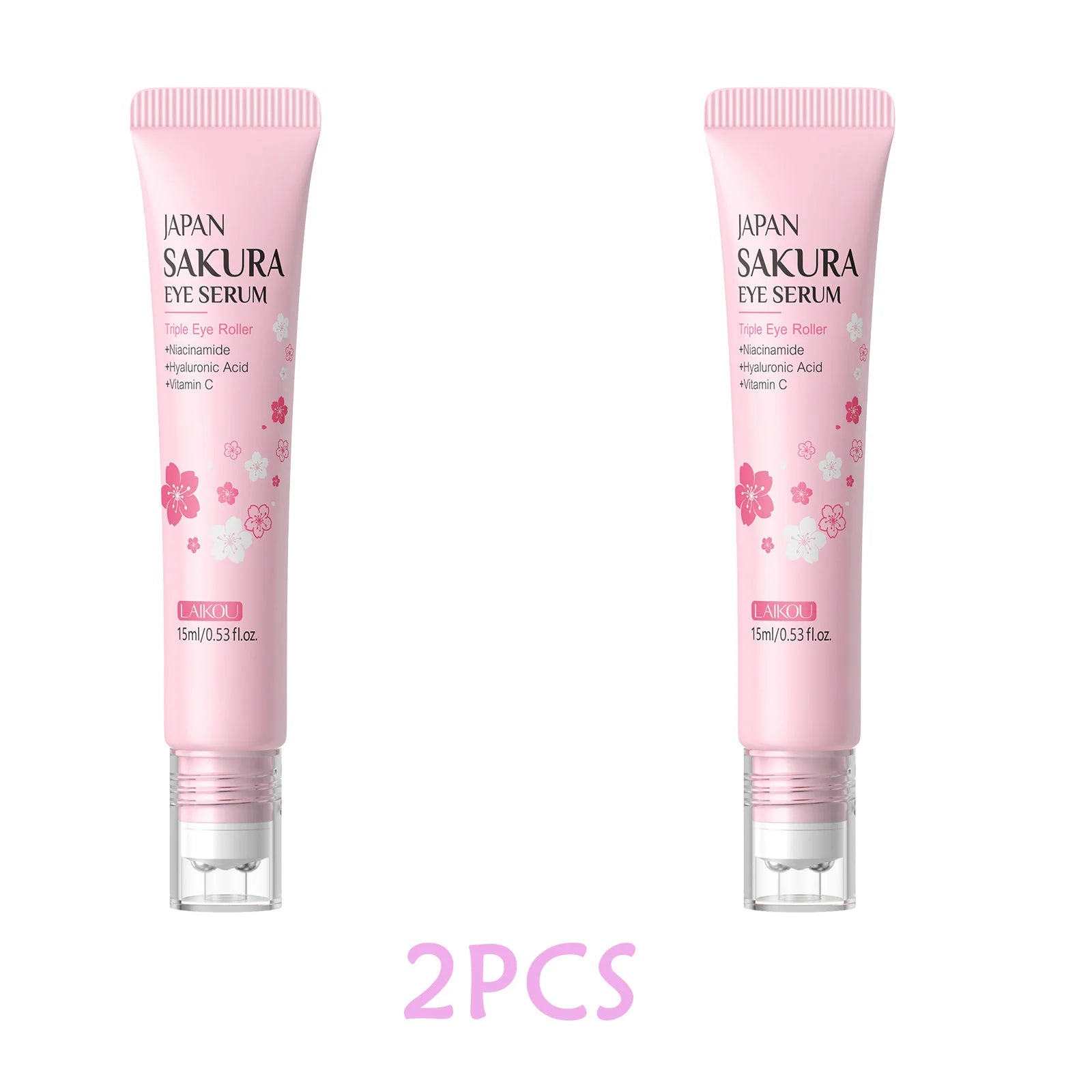 LAIKOU Sakura Anti- Wrinkle Eye Cream With Roller Ball Quick Drying Hydrating Hyaluronic Acid Refreshing Eye Serum 15ml