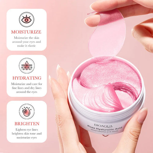 BIOAQUA Rose Hyaluronic Acid Travel Size Eye Mask Anti Wrinkle Dark Circles Eye Patches Moisturizing Firming Skin Care